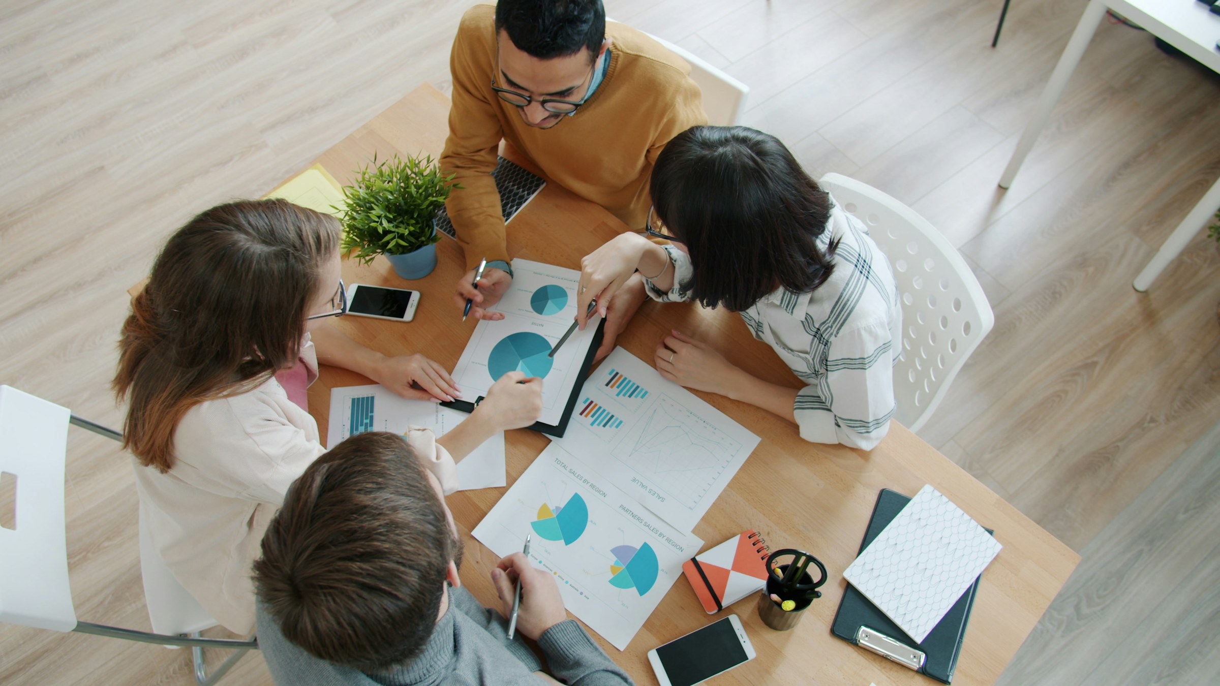 A team collaborating around a table